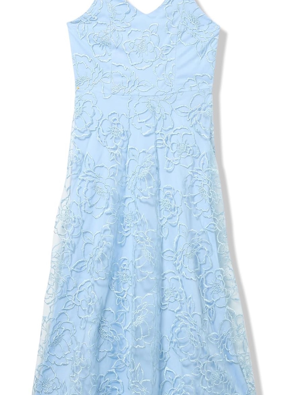 Light Blue Floral Embroidered Lace Tulle Girls' Maxi Dress